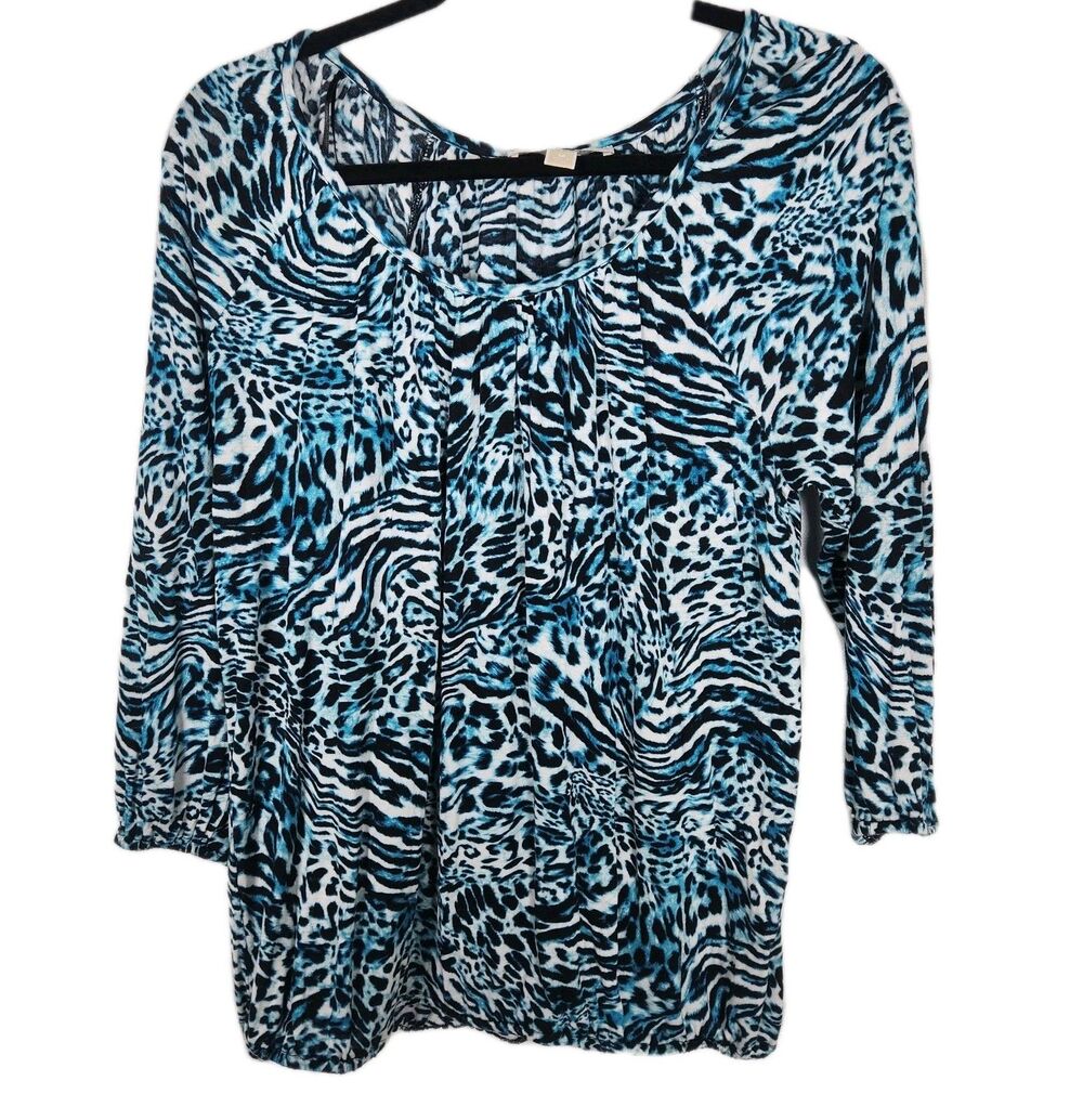 Michael Kors Animal Print Semi Sheer Career Minimalist Casual Blouse Top SZ M